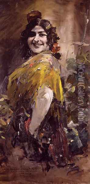Andaluza (Andalusian Woman) Oil Painting - Francisco Domingo Marques