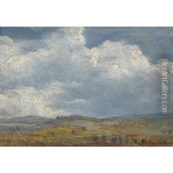 Weite Landschaft Mit Wolken Oil Painting - Gusztav Magyar Mannheimer
