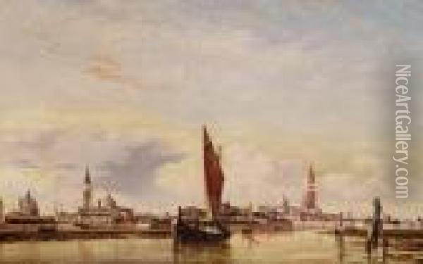 Venice, Looking From The Lagoon Towards The Giudecca Oil Painting - Edward William Cooke