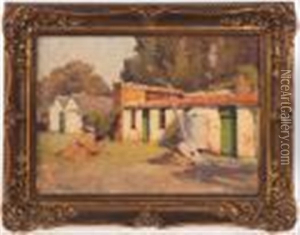 Untitled - Rural Out Buildings Oil Painting - William Dunn Knox