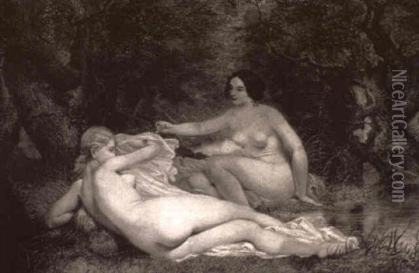 Muses Near A Stream Oil Painting - William Etty