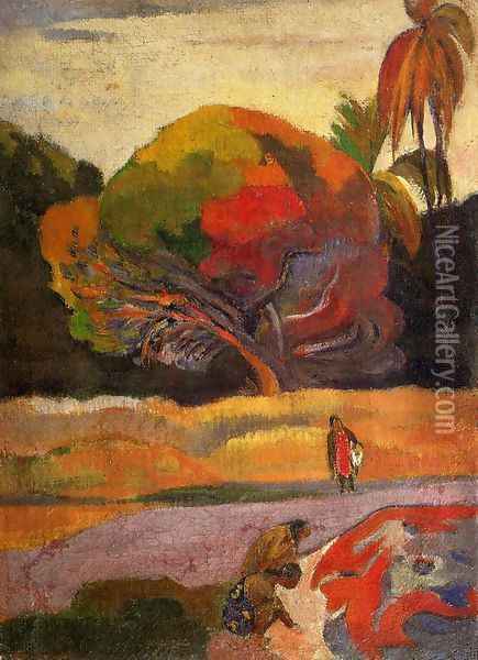 Women At The Riverside Oil Painting - Paul Gauguin
