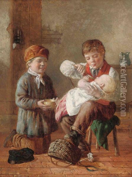 Mother's Out Oil Painting - William Hemsley