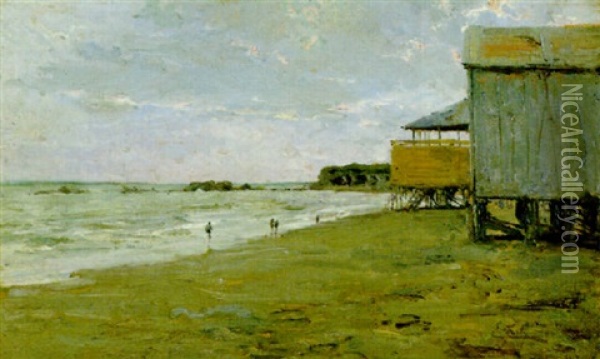 La Spiaggia Di Anzio Oil Painting - Ettore Forti