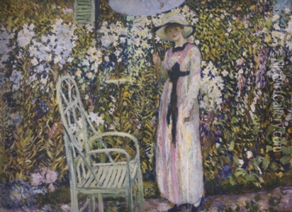 White Lilies Oil Painting - Frederick Carl Frieseke