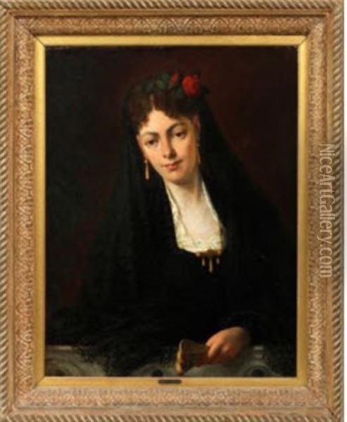 Portrait Of A Woman Oil Painting - Federico de Madrazo y Kuntz