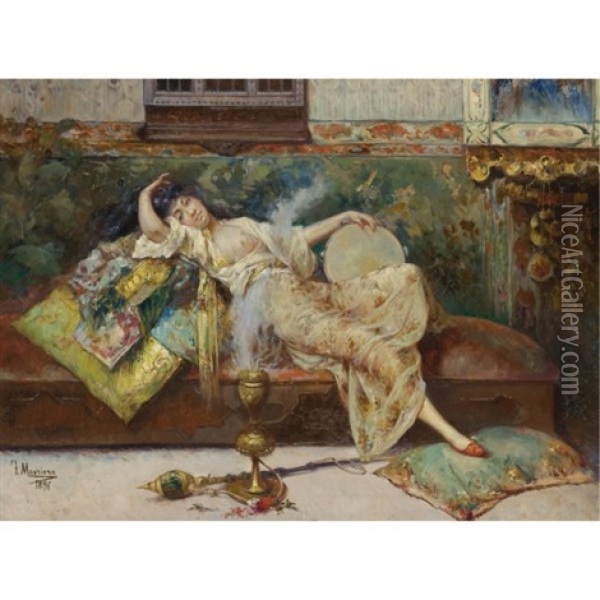 A Harem Odalisque Oil Painting - Francisco Masriera Manovens