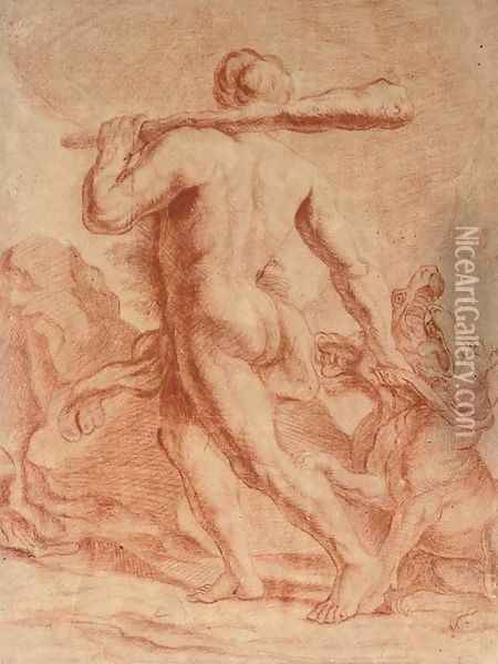 Hercules subduing Cerberus Oil Painting - Louis Cheron