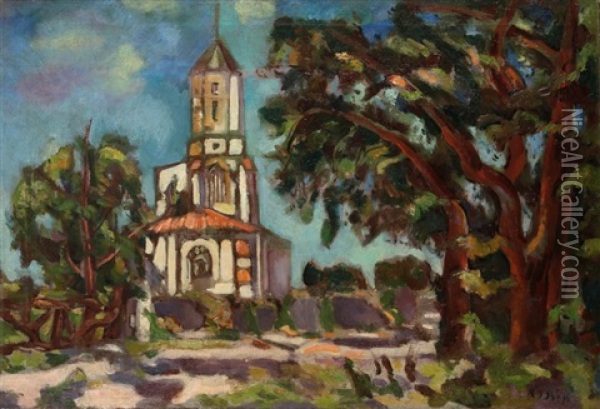 Eglise Romane En Aquitaine Oil Painting - Vladimir Davidovich Baranoff-Rossine