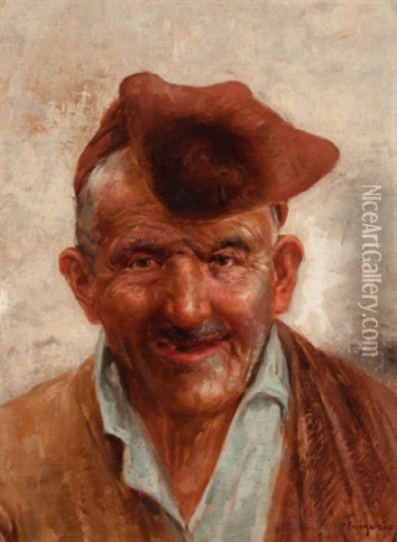 The Old Fisherman Oil Painting - Raffaele Frigerio