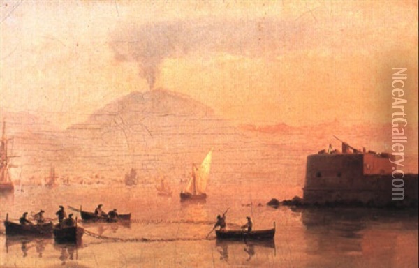 Fiskere I Bugten Ved Neapel Oil Painting - Vilhelm Melbye