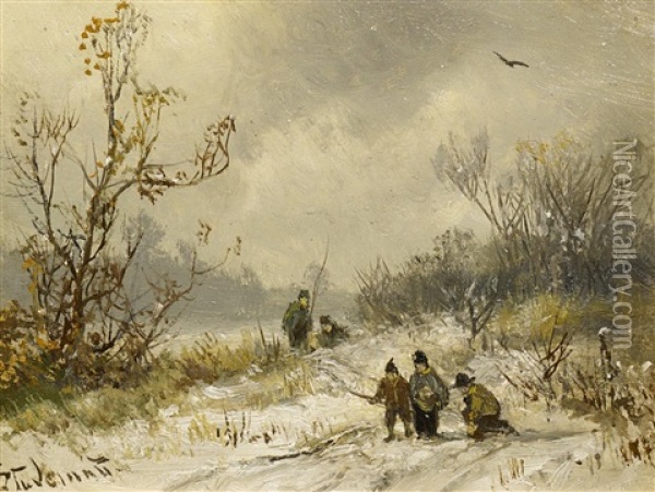 Anglerfreuden Im Winter Oil Painting - Adolf Stademann