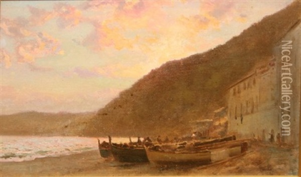 Sunset - Bay Of Alassio Oil Painting - Richard Whatley West