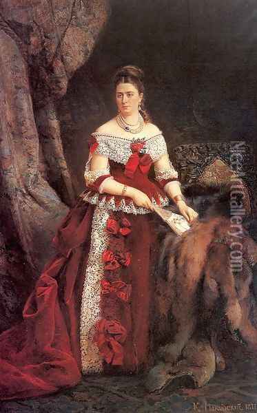 Portrait of Countess Vera Zubova 1877 Oil Painting - Konstantin Egorovich Egorovich Makovsky