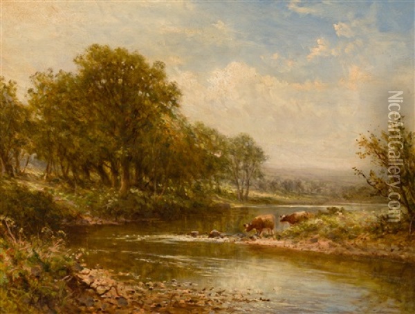 A Summer Day, North Wales Oil Painting - Alfred Augustus Glendening Sr.