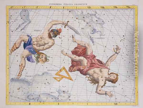 Constellation of Perseus and Andromeda, from Atlas Coelestis, by John Flamsteed 1646-1719, pub. in 1729 Oil Painting - Sir James Thornhill