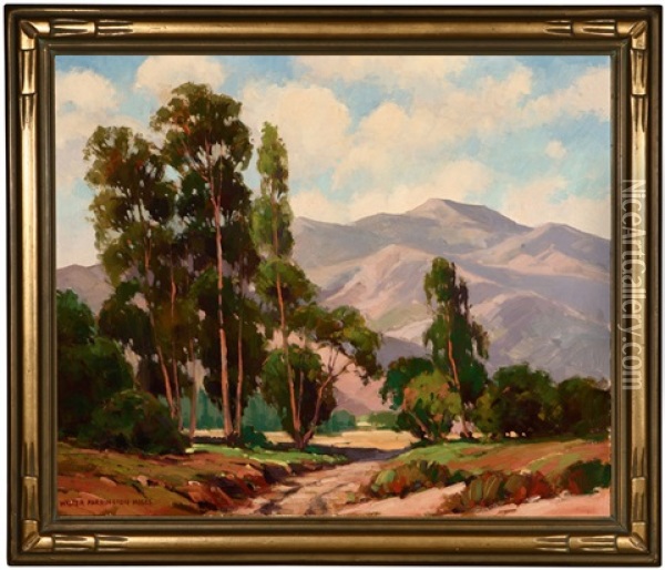 Eucalyptus Trees In A California Foothills Landscape Oil Painting - Walter Farrington Moses
