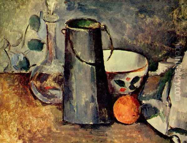 Still life, a jar with an orange Oil Painting - Paul Cezanne