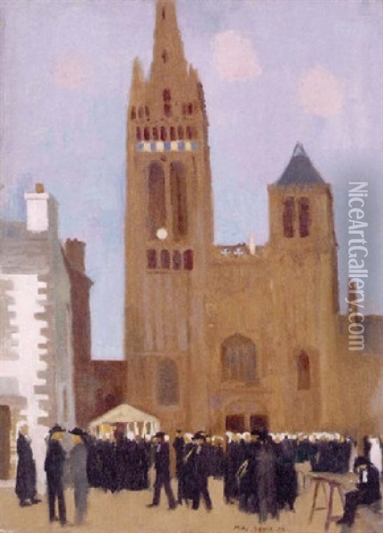 Veille De La Procession Au Folgoet Oil Painting - Maurice Denis