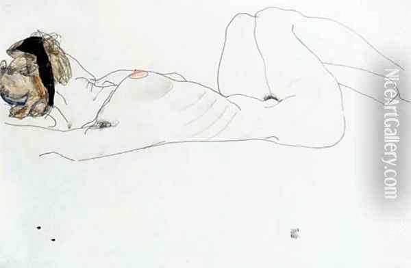Liegender weiblicher Akt 2 Oil Painting - Egon Schiele