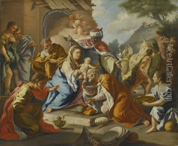The Adoration Of The Magi Oil Painting - Francesco de Mura