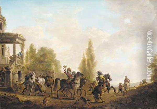 A Hawking Party Oil Painting - Pieter Wouwermans or Wouwerman