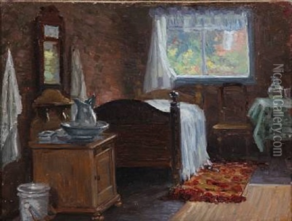 Bedroom With Light From A Window, Skagen Oil Painting - Hans Gyde-Petersen
