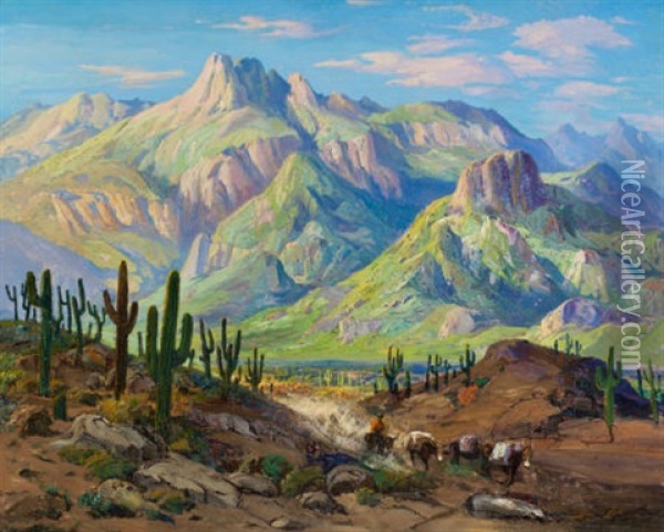 On The Cactus Trail Oil Painting - Fred Grayson Sayre