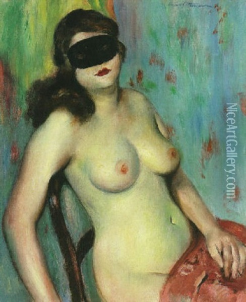 Femme Au Loup Oil Painting - Henri Ottmann