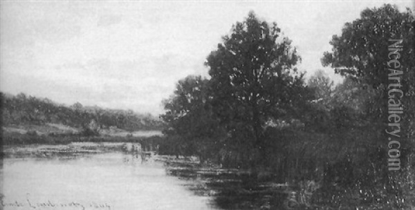 A River Landscape Oil Painting - Emile Charles Lambinet