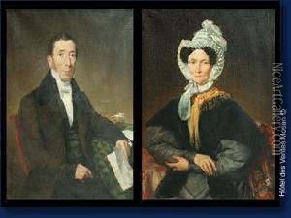 Paire De Portraits Oil Painting - Pierre Louis Denis