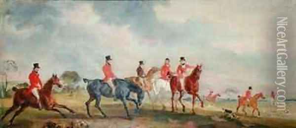 The Quorn Hunt The Artist and his Friends Moving Off Oil Painting - John Snr Ferneley
