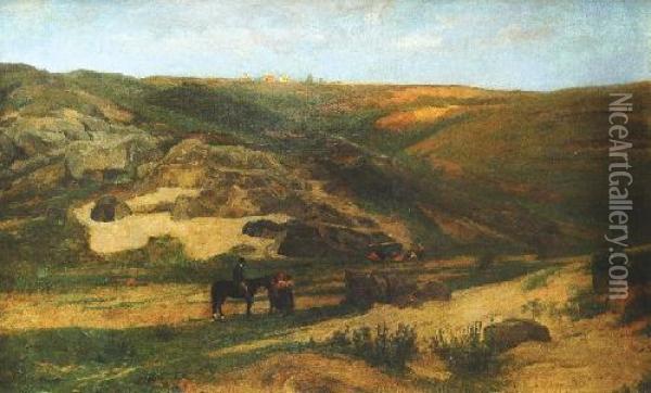 Pejzaz Ze Sztafazem Oil Painting - Konrad Ludwig Lessing