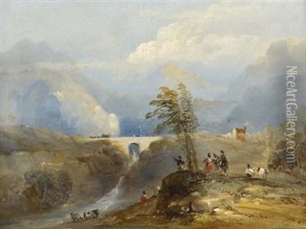 Massed Troops On Calton Hill Oil Painting - John Wilson Ewbank