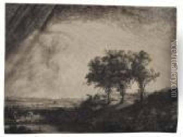 The Three Trees Oil Painting - Rembrandt Van Rijn