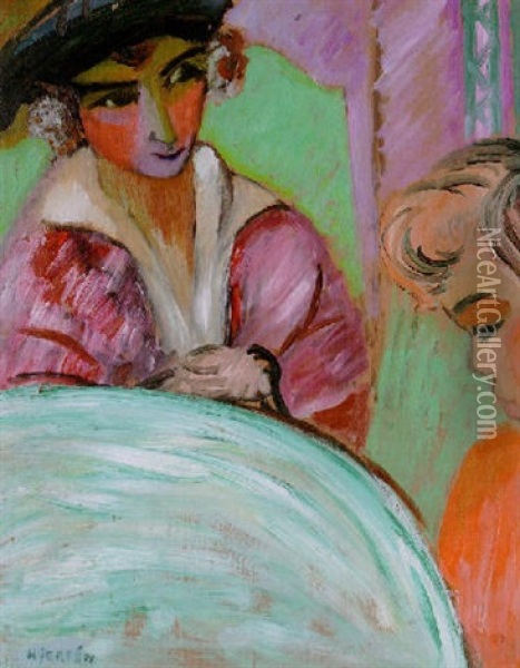 Ivan Vid Bordet Oil Painting - Sigrid (Maria) Hjerten