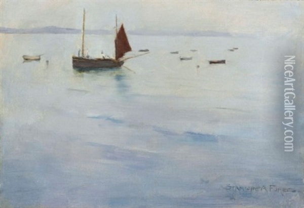 Becalmed Oil Painting - Stanhope Forbes