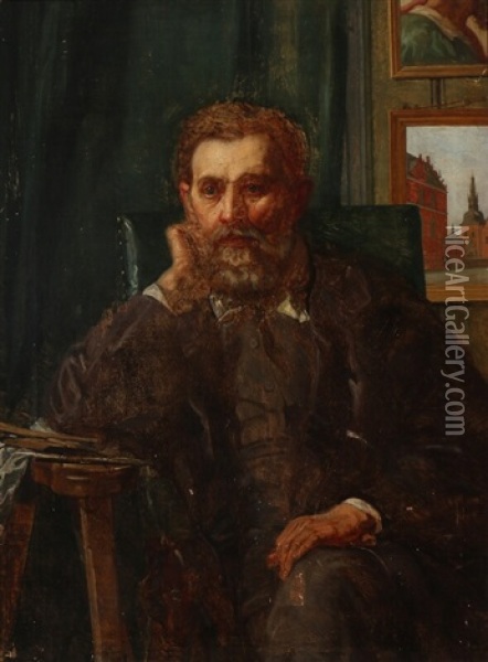 Portraet Af Maleren Jorgen Roed (1808-1888), Kunstnerens Fader Oil Painting - Holger Peter Roed