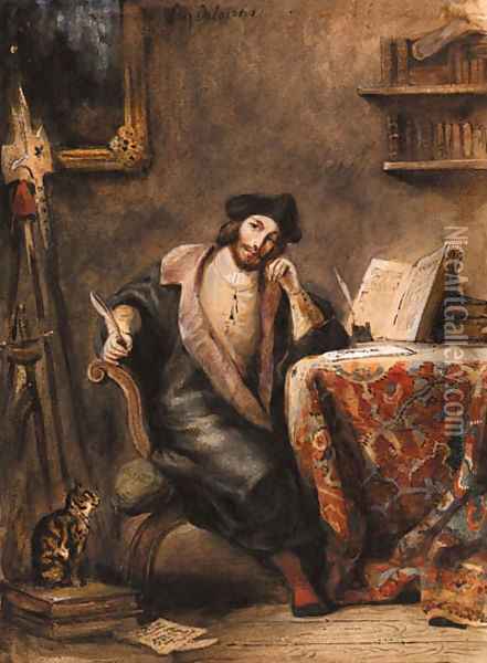 Faust dans son cabinet Oil Painting - Eugene Delacroix