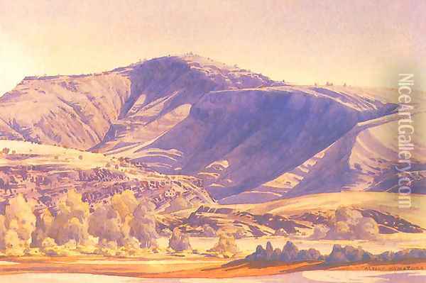 Mount Hermannsburg Oil Painting - Albert Namatjira