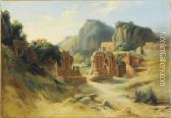 Ruins In The Roman Campagna Oil Painting - Achille-Etna Michallon