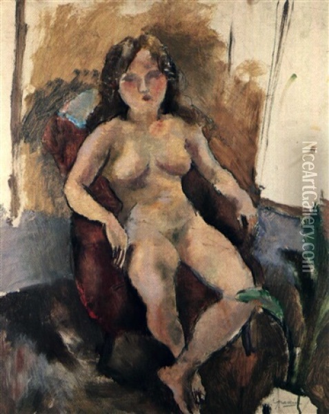 Femme Nue Dans Un Fauteuil Oil Painting - Jules Pascin