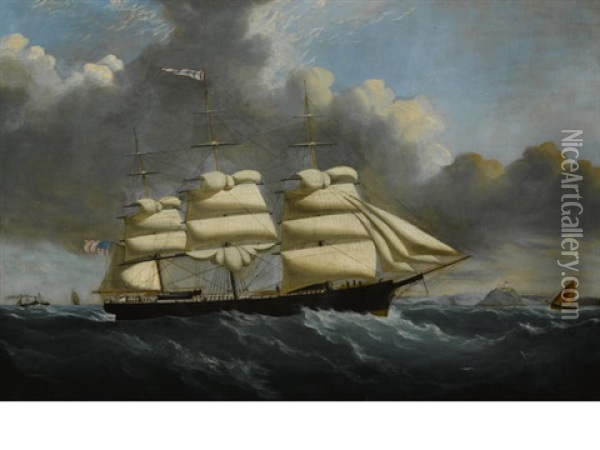 The American Clipper Ship Electric Spark Off South Stack Oil Painting - John Hughes
