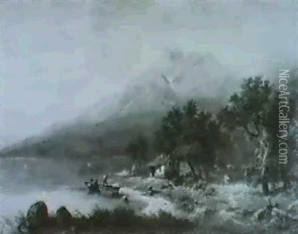 Schweizer Alpensee Oil Painting - Wilhelm Porttmann
