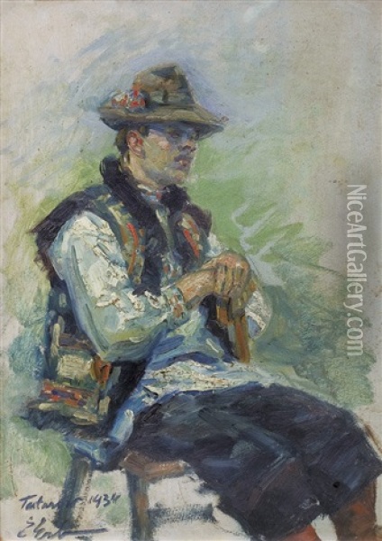 Young Hutsul Oil Painting - Erno Erb