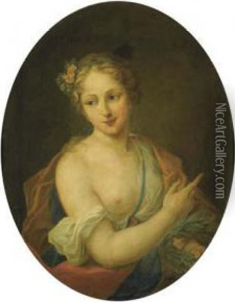 Bildnis Einer Frau Mit Lorbeerzweig. Oil Painting - Rosalba Carriera