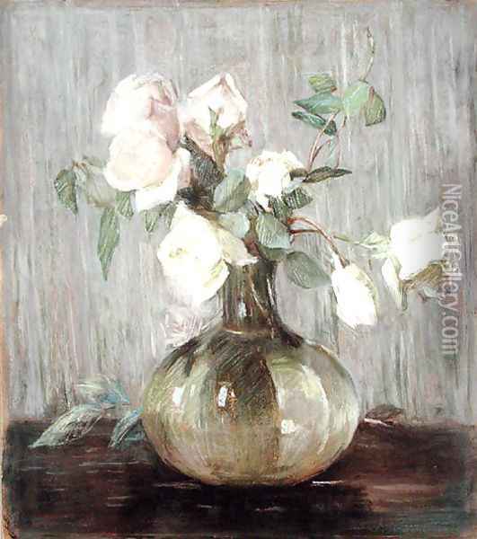 A Vase of Roses, c.1880s Oil Painting - Julian Alden Weir