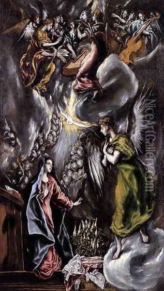 The Annunciation 1597-1600 Oil Painting - El Greco (Domenikos Theotokopoulos)