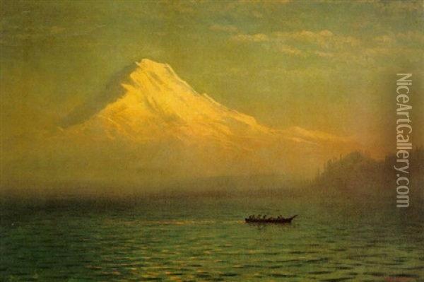 Sunrise On Mount Tacoma Oil Painting - Albert Bierstadt