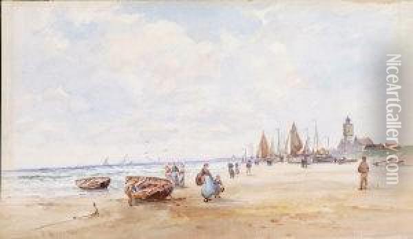 On Whitby Sands Oil Painting - Frank Rousse